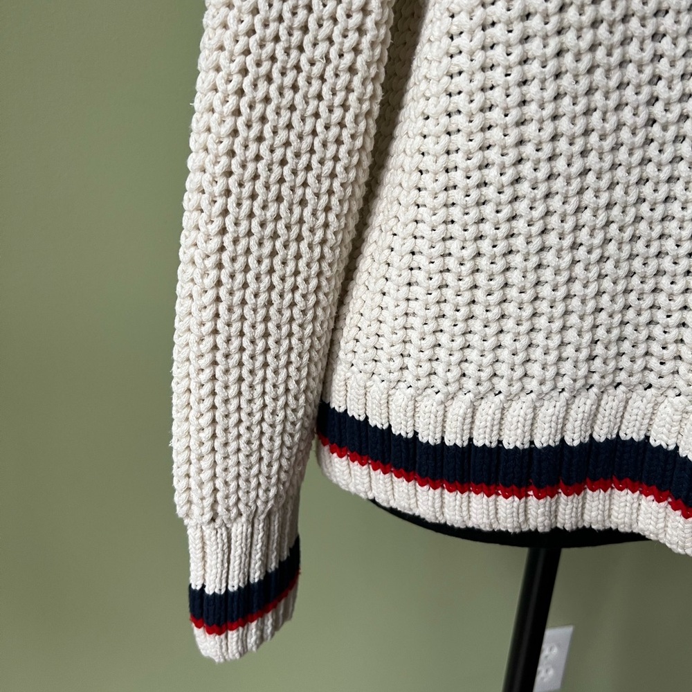 🔥 FINAL SALE $35 Zara Varsity Collegiate Chunky Loop Knit Cream Cardigan Sweater - Picture 9 of 15